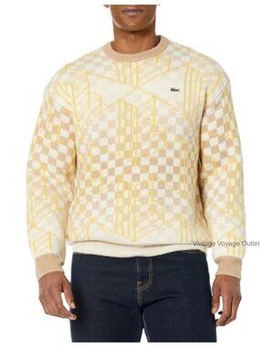 Lacoste Monogram Alpaca Sweater - Wool Blend Crew Neck Pullover
